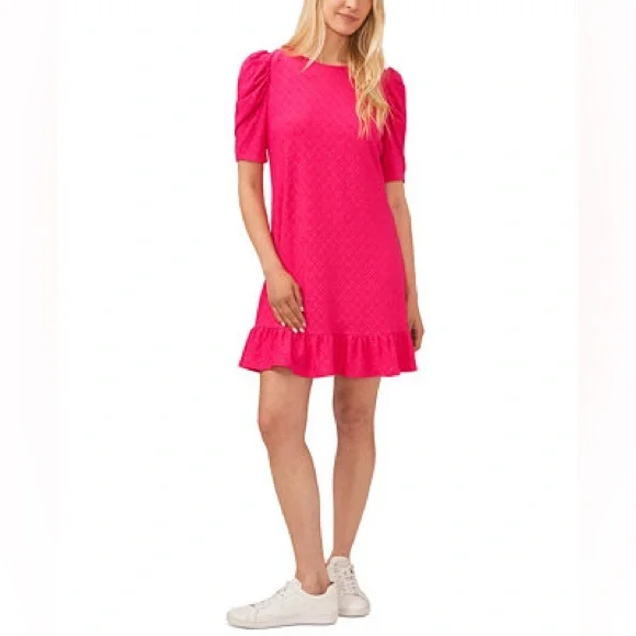 CeCe | Dresses | Nwt Cece Short Puffsleeve Eyelet Ruffledhem Dress |  Poshmark